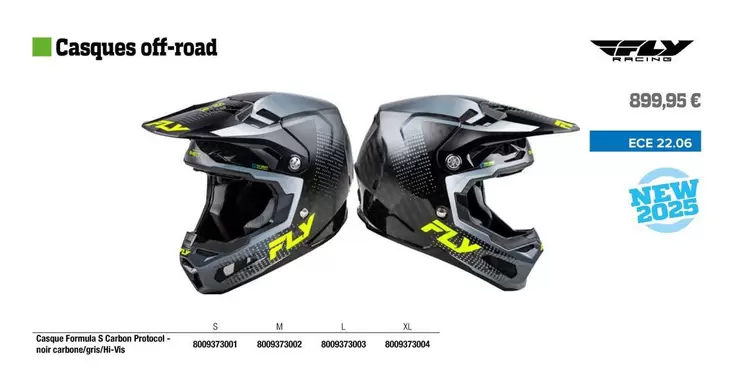 FLY Racing - Casque Formula S Carbon Protocol Noir Carbone/ Gris/Hi-Vis offre à 899,95€ sur Bihr