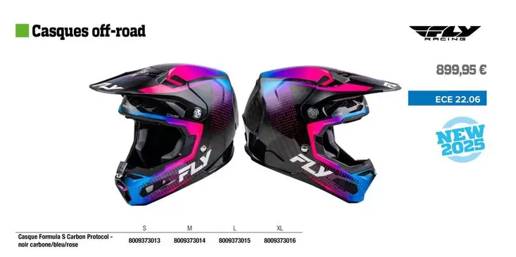 FLY Racing - Casque Formula S Carbon Protocol Noir Carbone/Bleu/Rose offre à 899,95€ sur Bihr