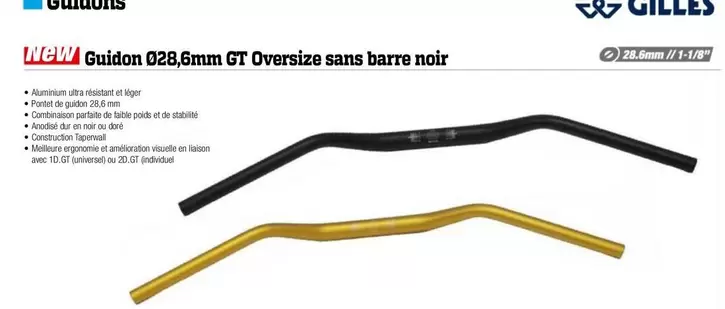 Miele - Guidon 028,6mm Gt Oversize Sans Barre Noir offre sur Bihr