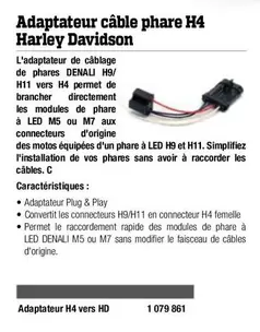 Adaptateur Câble Phare H4 Harley Davidson offre sur Bihr