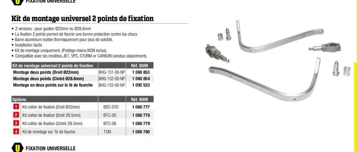 Kit De Montage Universel 2 Points De Fixation offre à 1,99€ sur Bihr