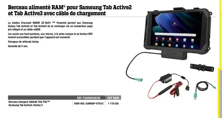 Samsung - Barceau Aitinenté Ram Pour  Tab Active2 Et Tab Active2 Avec Cable De Chargement offre sur Bihr