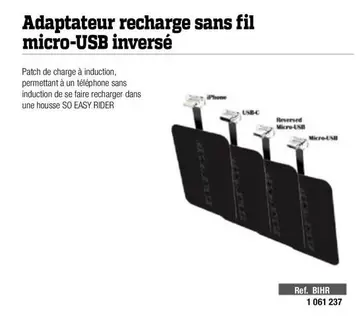 Adaptateur Recharge Sans Fil Micro-usb Inverse offre sur Bihr