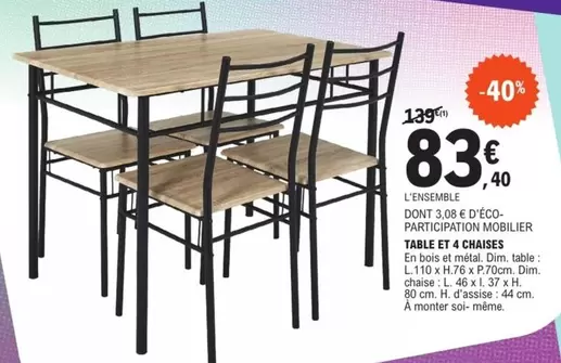 Dim - Table Et Chianes offre à 83,4€ sur E.Leclerc