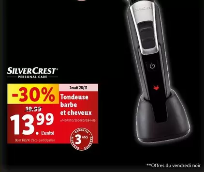 Silvercrest - Tondeuse Barbe Et Cheveux offre à 13,99€ sur Lidl