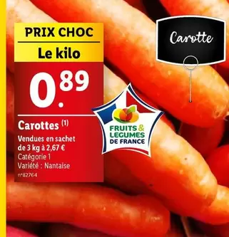 Carottes offre à 0,89€ sur Lidl