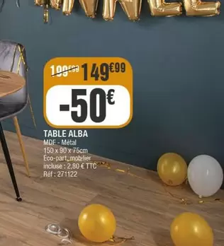 Alba - Table offre à 149,99€ sur La Foir'Fouille