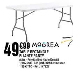 Moorea - Table Rectangle Pliante Party offre à 49,99€ sur La Foir'Fouille