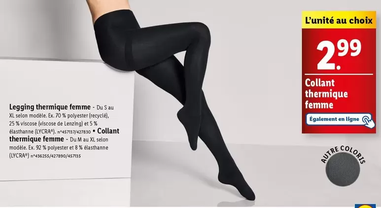 Collant Thermique Femme offre à 2,99€ sur Lidl