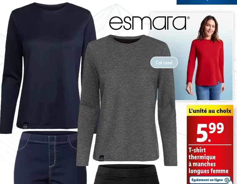 Esmara - T-Shirt Thermique À Manches Longues Femme offre à 5,99€ sur Lidl