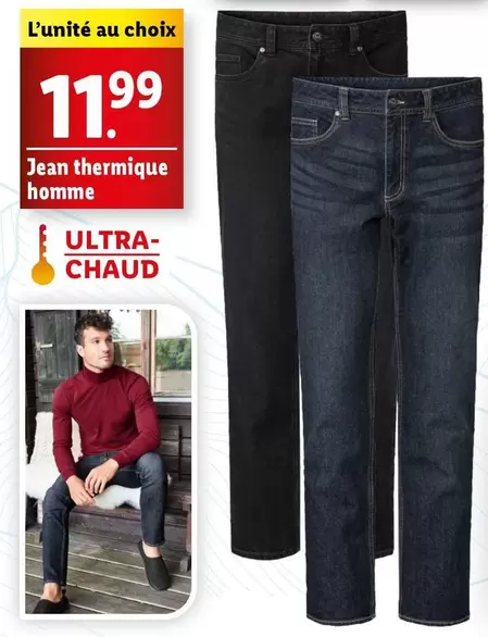 Jean Thermique Homme offre à 11,99€ sur Lidl