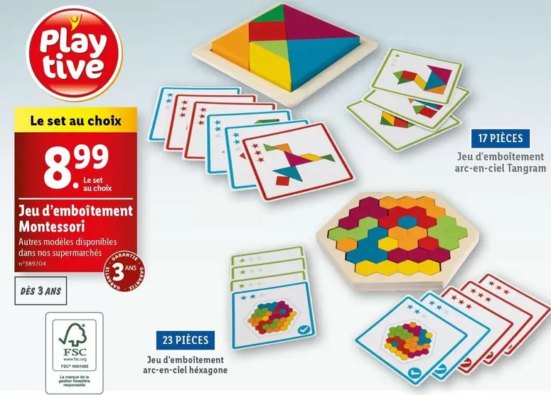 Playtive - Jeu D'Emboîtement Montessori offre à 8,99€ sur Lidl