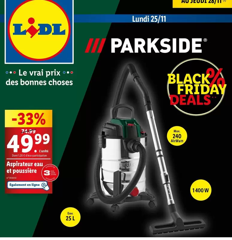 Parkside - Aspirateur Eau Et Poussière offre à 49,99€ sur Lidl