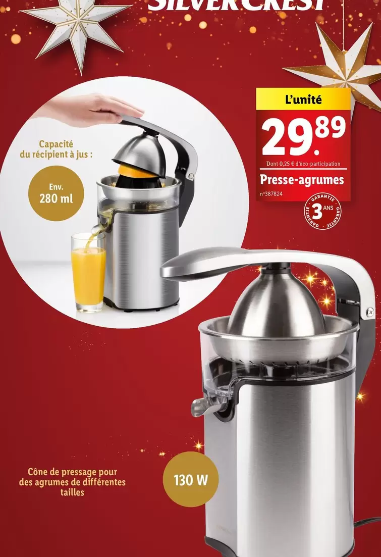 Presse-agrumes offre à 29,89€ sur Lidl