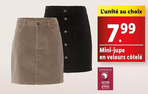 Mini-Jupe En Velours Côtelé offre à 7,99€ sur Lidl