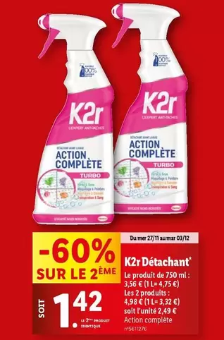 K2r - Détachant offre à 1,42€ sur Lidl