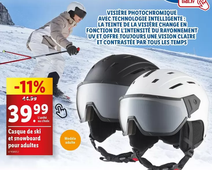 Casque De Ski Et Snowboard Pour Adultes  offre à 39,99€ sur Lidl