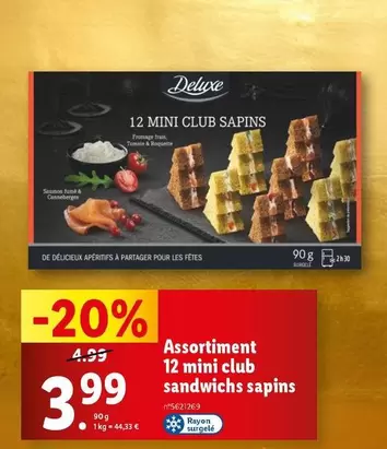 Deluxe - Assortiment 12 Mini Club Sandwichs Sapins offre à 3,99€ sur Lidl