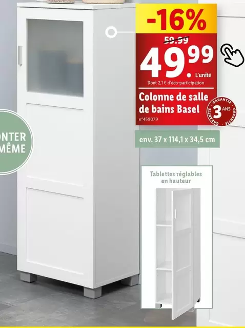 Colonne De Salle De Bains Basel offre à 49,99€ sur Lidl