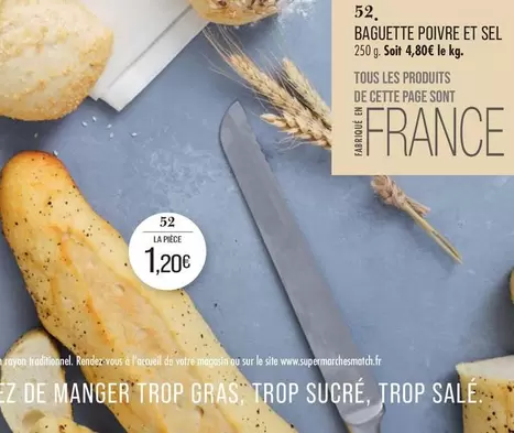 Baguette Poivre Et Sel offre à 1,2€ sur Supermarché Match