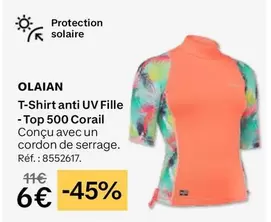 T-shirt Anti Uv Fille offre à 6€ sur Decathlon