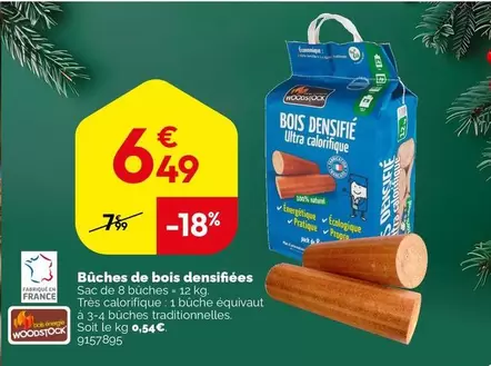 Bûches De Bois Densifiées offre à 6,49€ sur Weldom