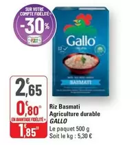 Gallo - Riz Basmati Agriculture Durabile offre à 2,65€ sur G20