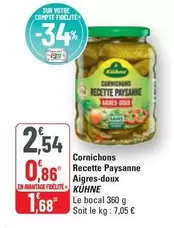 Kühne - Cornichons Recette Paysanne Aigres-doux offre à 0,86€ sur G20