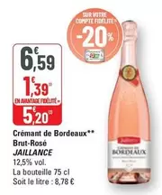 Crémant De Bordeaux Brut-rose offre à 6,59€ sur G20