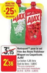 Ajax - Nettoyant Pour Le Sol Fête Des Fleurs Fraîcheur Muguet Ou Coquelicots offre à 2,36€ sur G20