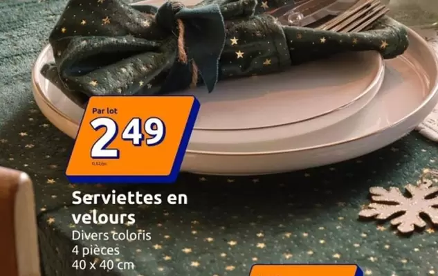 Serviettes En Velours offre à 2,49€ sur Action