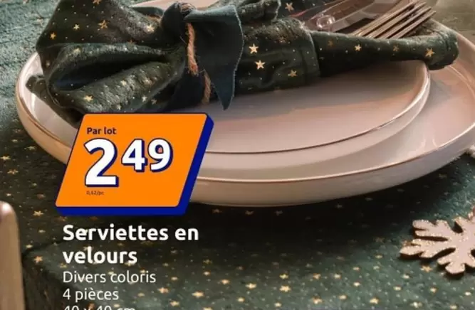 Serviettes En Velours offre à 2,49€ sur Action