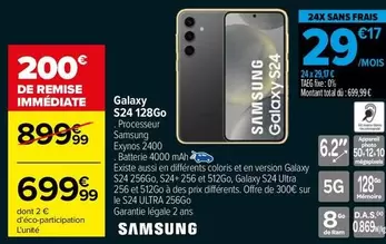 Samsung - Galaxy S24 128go offre à 699,99€ sur Carrefour City