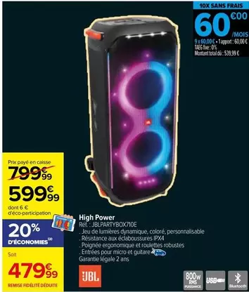 JBL - High Power offre à 599,99€ sur Carrefour City