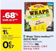 Old El Paso - Wraps "extra Moelleux" offre à 1,79€ sur Carrefour City