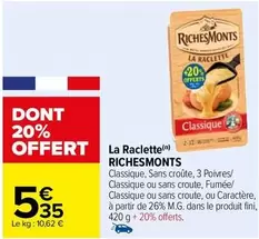 RichesMonts - La Raclette offre à 5,35€ sur Carrefour City