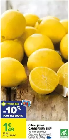 Carrefour - Citron Jaune Bio offre à 1,49€ sur Carrefour City