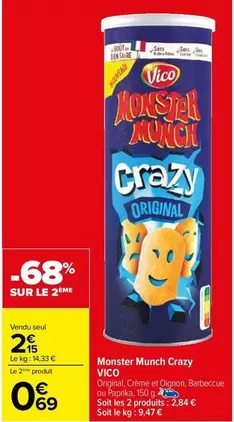 Vico - Monster Munch Crazy offre à 2,15€ sur Carrefour City