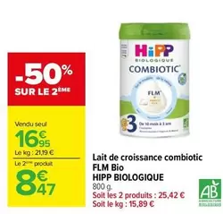 Hipp - Lait De Croissance Combiotic Bio offre à 16,95€ sur Carrefour City