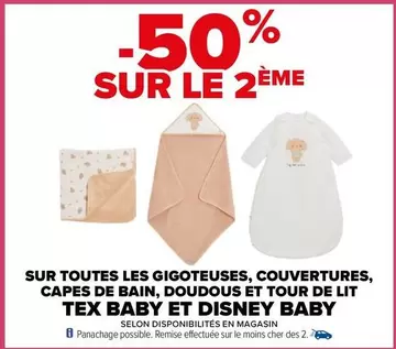 Tex - Sur Toutes Les Gigoteuses, Couvertures, Capes De Bain, Doudous Et Tour De Lit offre sur Carrefour City