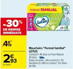 Lotus - Mouchoirs "Format familial" offre à 2,93€ sur Carrefour City