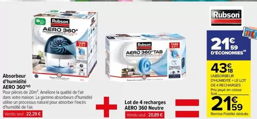 Rubson - Absorbeur D'humidité Aero 360° offre à 43,18€ sur Carrefour City