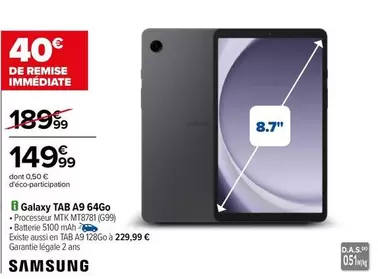 Samsung - Galaxy TAB A9 64Go offre à 149,99€ sur Carrefour City