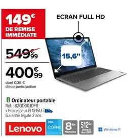 Lenovo - Ordinateur Portable 82QD00JDFR offre à 400,99€ sur Carrefour City