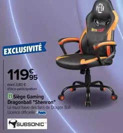 Subsonic - Siège Gaming Dragonball "Shenron" offre à 119,95€ sur Carrefour City