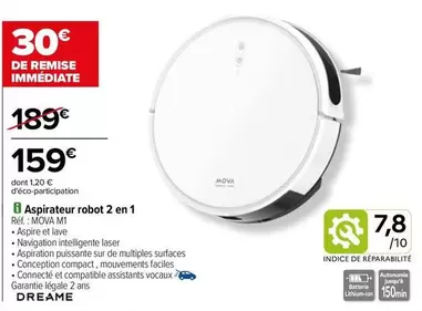 Rowenta - Aspirateur Robot 2 En 1 offre à 159€ sur Carrefour City