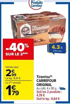 Carrefour - Tiramisu Original offre à 2,99€ sur Carrefour Market