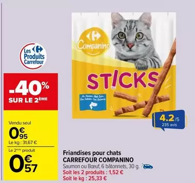 Carrefour - Friandises Pour Chats Companino offre à 0,95€ sur Carrefour Market