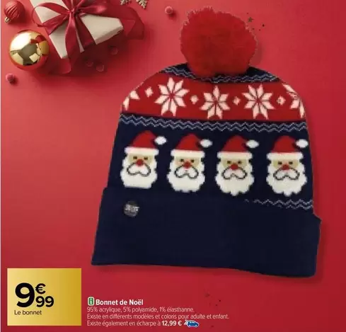 Bonnet De Noël offre à 9,99€ sur Carrefour