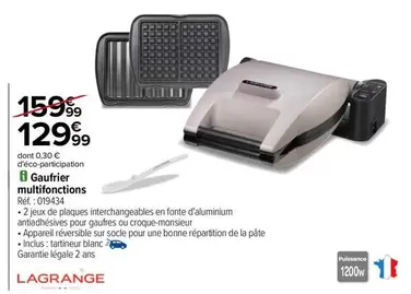 Lagrange - Gaufrier Multifonctions 019434 offre à 129,99€ sur Carrefour